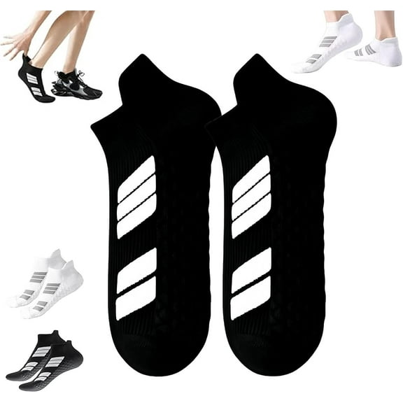 Unisex Low-Cut No-Show Sports Socks - Mesh Arch Support & Cushioned Heel Tab, Blister Defense Grip Technology for Running/Athletics