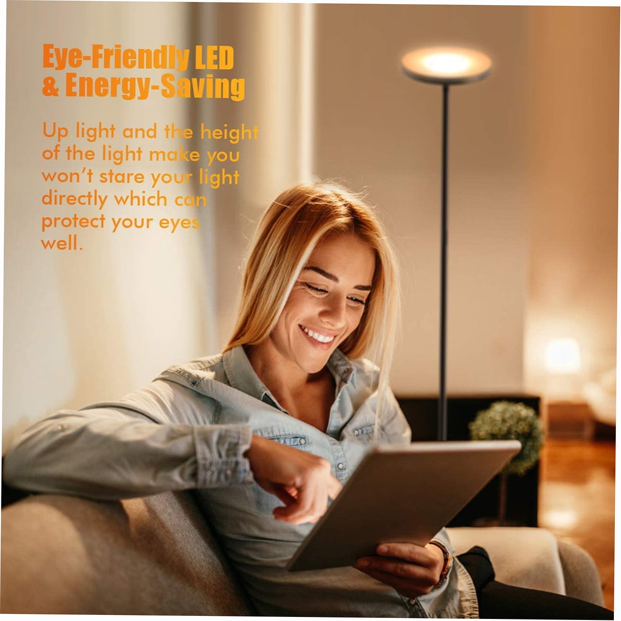 Uplight Floor Lamp, 30W 2800K-7000K LED Standing Uplighter Floor Light ...