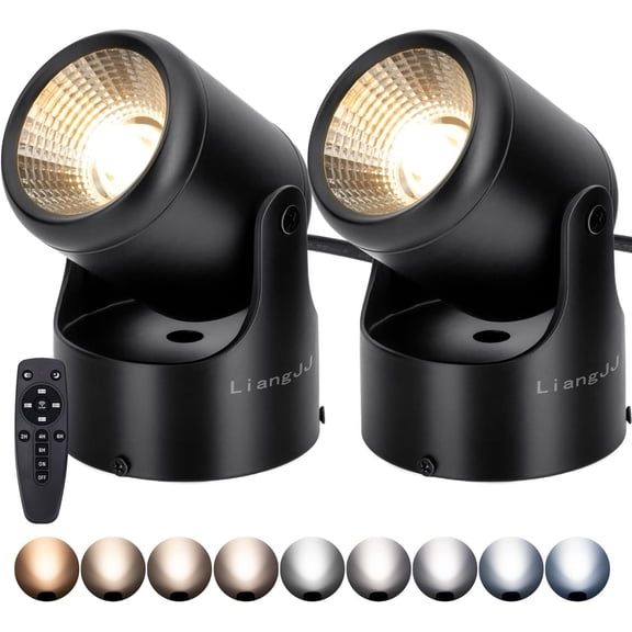 Uplights Indoor, 2 Pack 12W Uplighting with Timer and Remote, Stepless Adjustable Color Temperature Dimmable Floor Can Light, 6000K Accent LED Spot Lights for Plant, Artwork, Corner, Wall