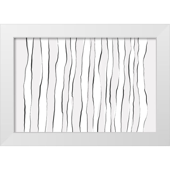 Uplusmestudio 14x11 White Modern Wood Framed Museum Art Print Titled - Line On Line