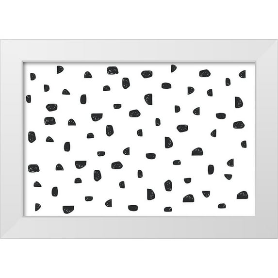Uplusmestudio 14x11 White Modern Wood Framed Museum Art Print Titled - Spotty Stones