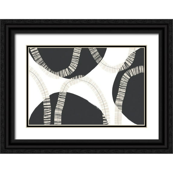 Uplusmestudio 18x13 Black Ornate Wood Framed with Double Matting Museum Art Print Titled - Up And Down Abstract