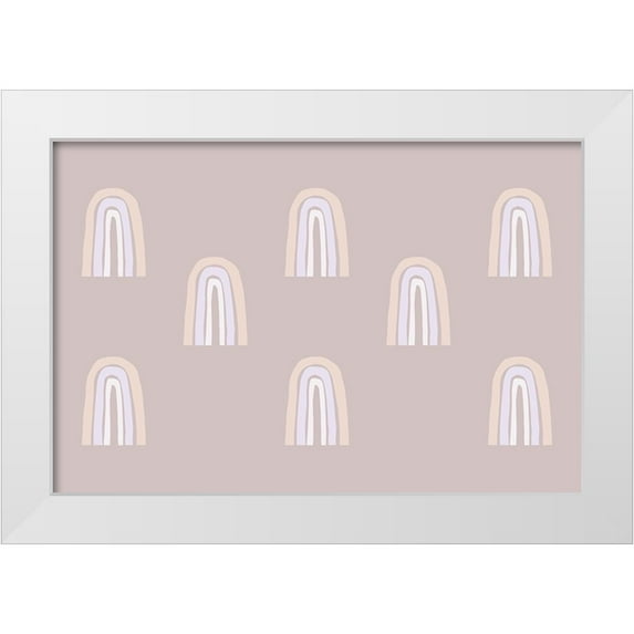 Uplusmestudio 24x17 White Modern Wood Framed Museum Art Print Titled - Minimal Rainbows