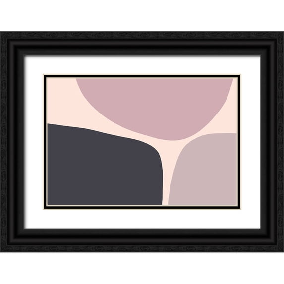 Uplusmestudio 32x23 Black Ornate Wood Framed with Double Matting Museum Art Print Titled - Mauve Trio