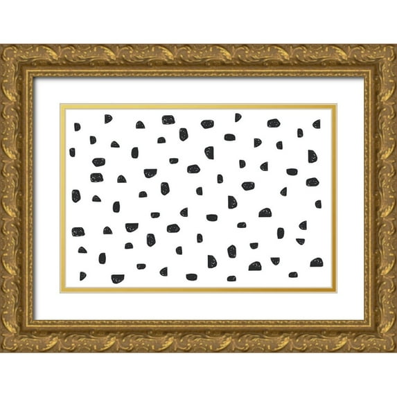 Uplusmestudio 32x23 Gold Ornate Wood Framed with Double Matting Museum Art Print Titled - Spotty Stones