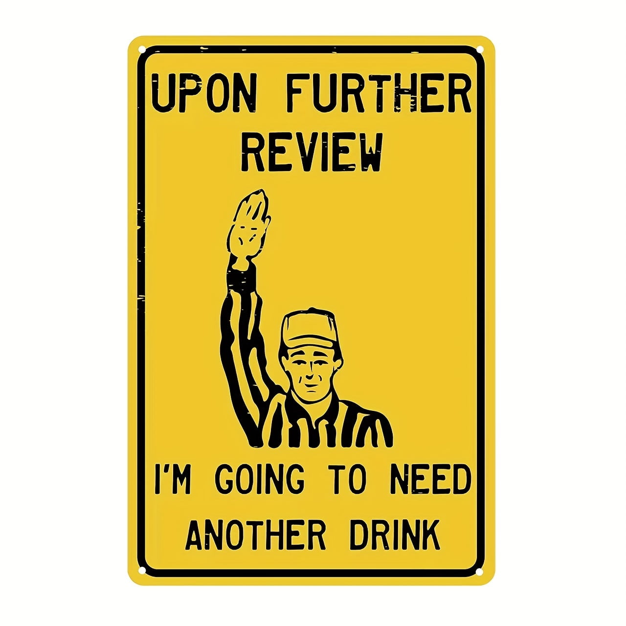 Yellow Metal Football Referee Sign for Garage or Man Cave