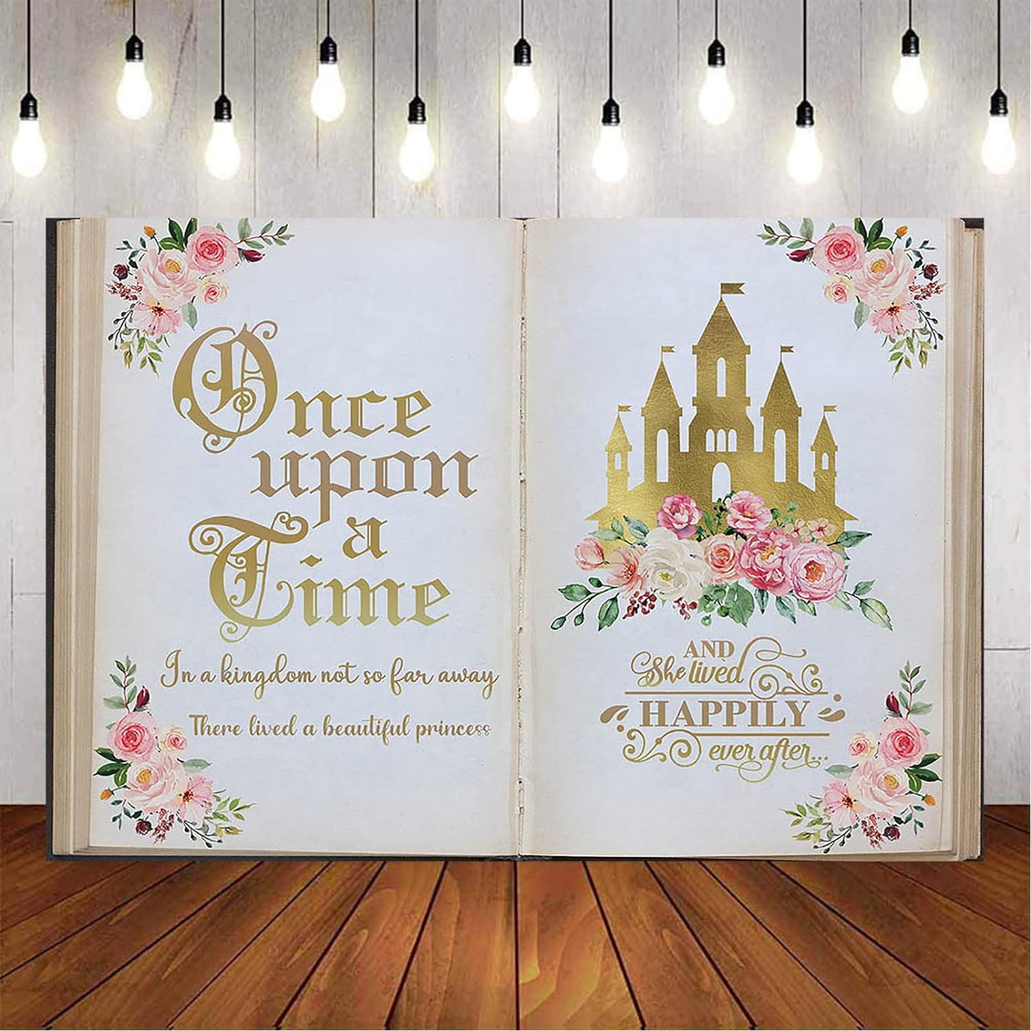 Once Upon a Time Backdrop Pink Floral Castle Fa-iry-tale Birthday Party ...