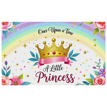 Once Upon a Time A Little Princess Themed Background, Rainbow Crown Floral Banner, Party Decoration, Birthday Party Supplies, Photography Props, Girls Party Decor