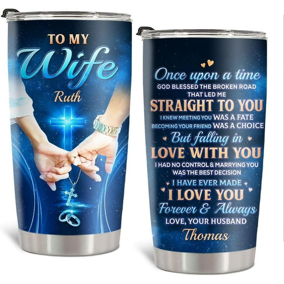 Once Upon A Time Personalized Couple Stainless Steel 20oz Tumbler Cups For Men Women, Anniversary Christmas Birthday Gifts For Husband Wife, Coffee Tumbler With Lid, Couple Gifts For Him Her