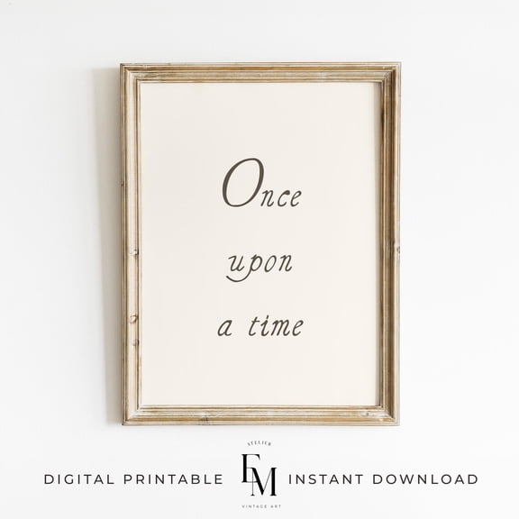 Once Upon A Time Print Fairytale Girls Room Decor Princess Girls Cute Quote Wall Art Girl Nursery Print Vintage Girls Print Magical Decor Home Decor #2498, Unframed Canvas Size 24x36