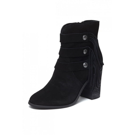 Upon Women Round Toe Suede Black Ankle Boot