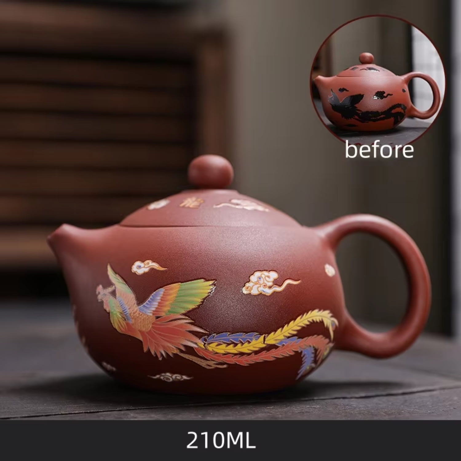 Upon heat the exquisite Yixing Purple Clay Dragon and Phoenix Tea Pot