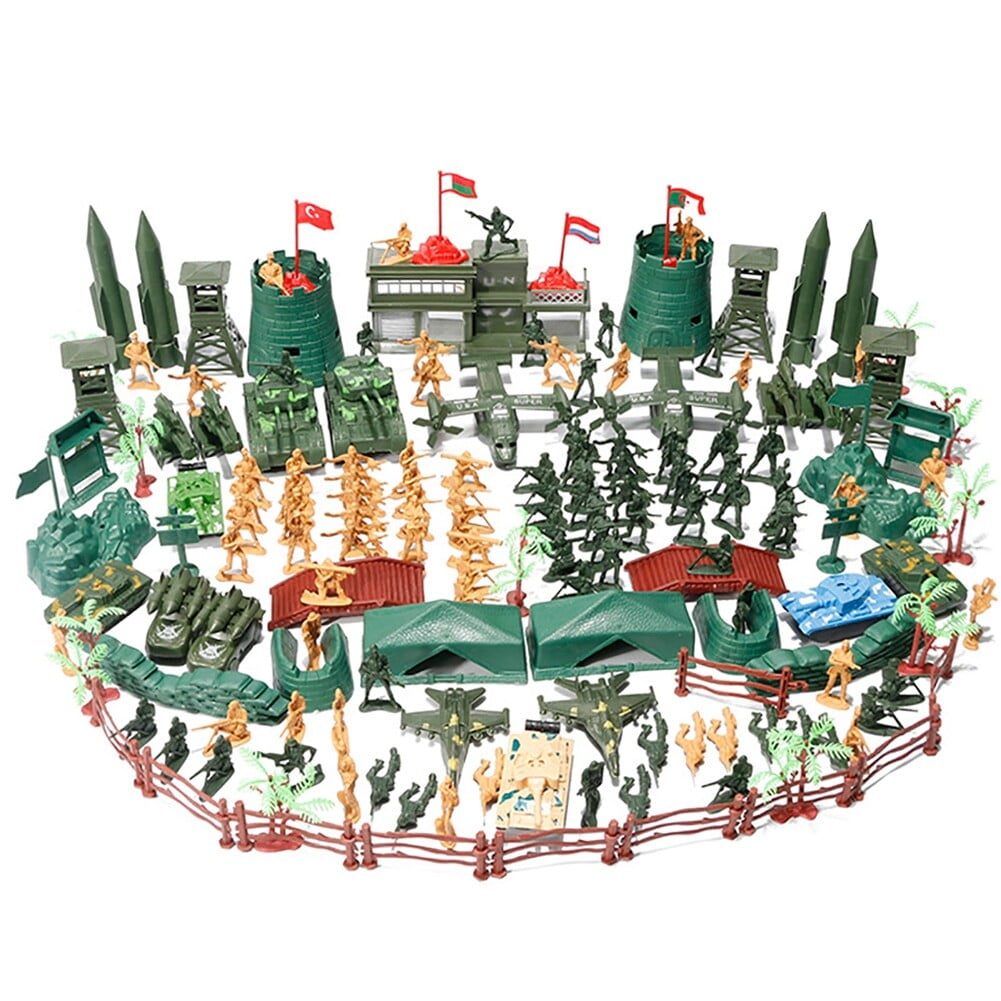 Uposao 168pcs Kids Toy Set Combat Toys Including Soldiers and Weapon Gears Accessories Army Men