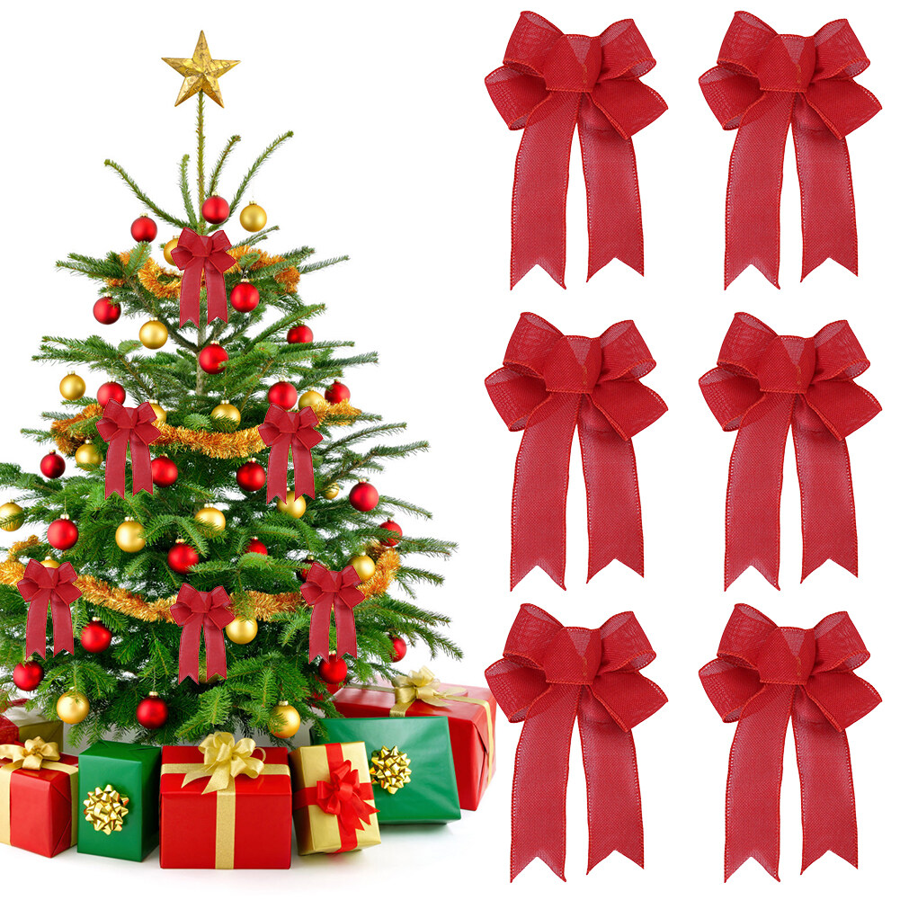 Uposao 6PCS Christmas Bow Ornaments Christmas Tree Decorative Bows