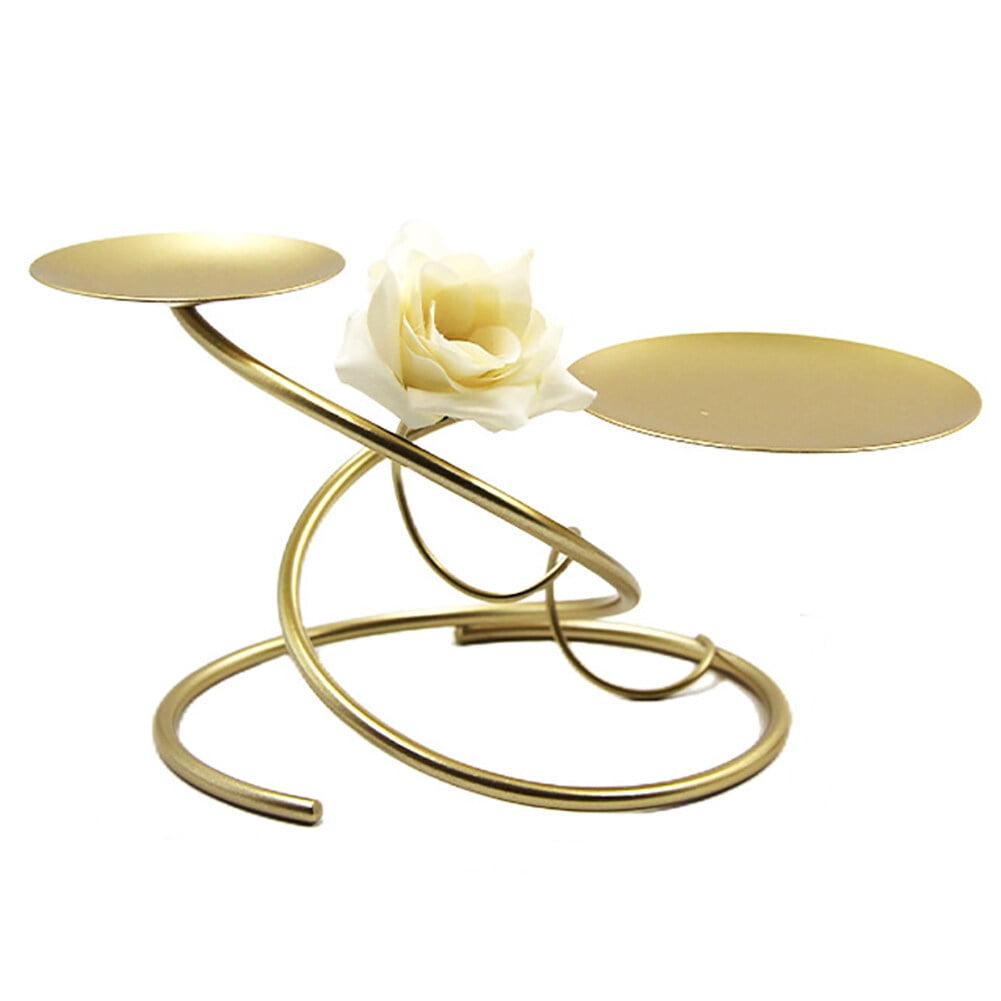 Uposao Candlestick Ornaments Iron Candle Holder Desktop Candlestick Decors Two Tray Candle