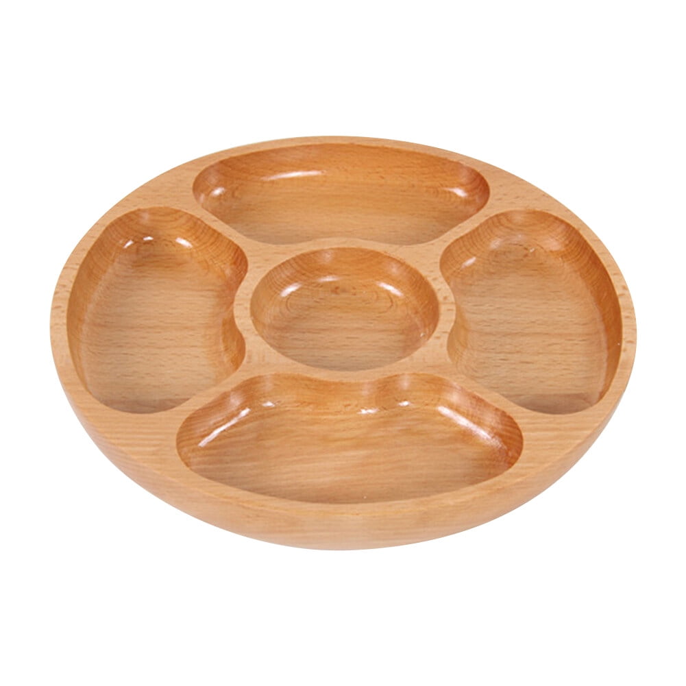 Uposao Wooden Multiuse Compartment Tray with 5 Sections for Party