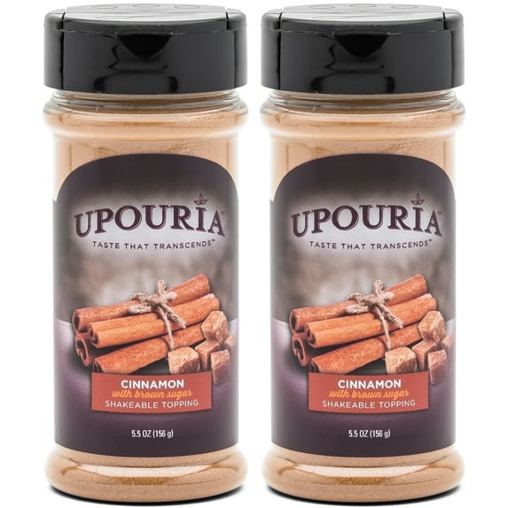 Upouria Cinnamon with Brown Sugar Shakeable Hot Cocoa and Coffee Topping, Gluten-Free, 5.5 Ounce Bottle (Pack of 2)