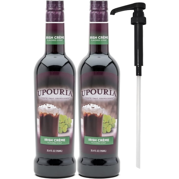 Upouria Irish Creme Flavored Syrup 750 ml Bottle with pump (2 Pack)