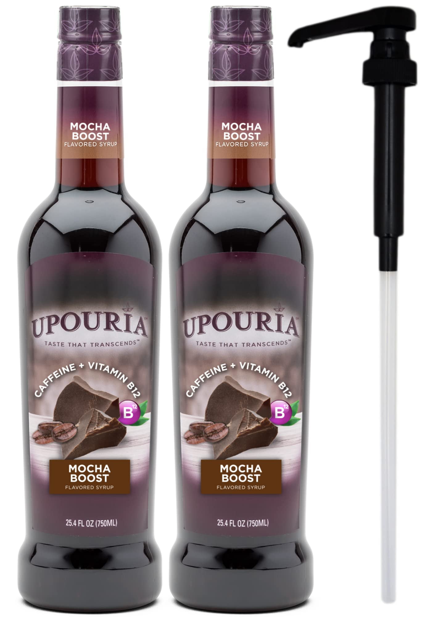 Upouria Mocha Boost Coffee Syrup Flavoring, 100 Vegan, GlutenFree