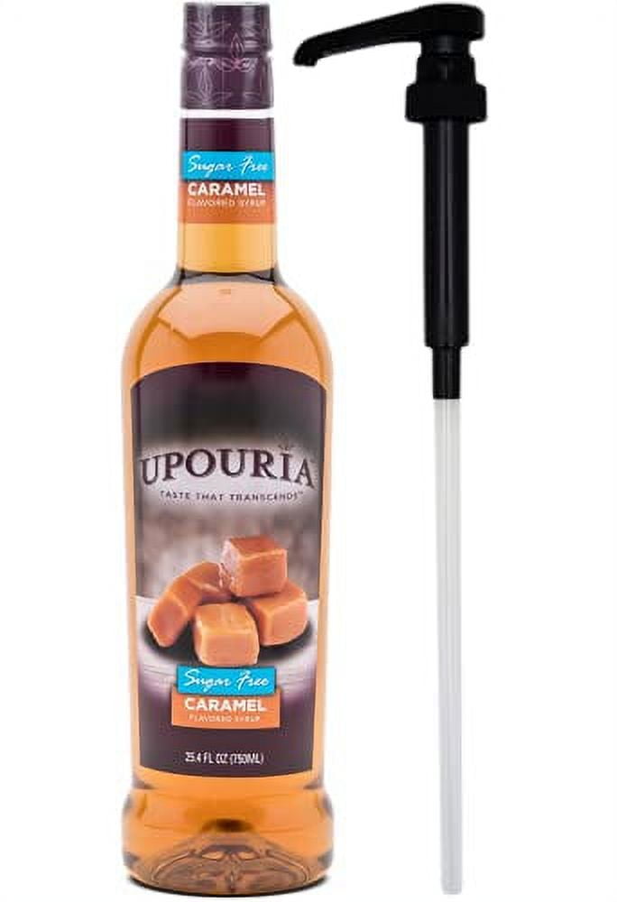 Upouria Sugar Free Caramel Flavored Syrup, 100 Vegan and GlutenFree