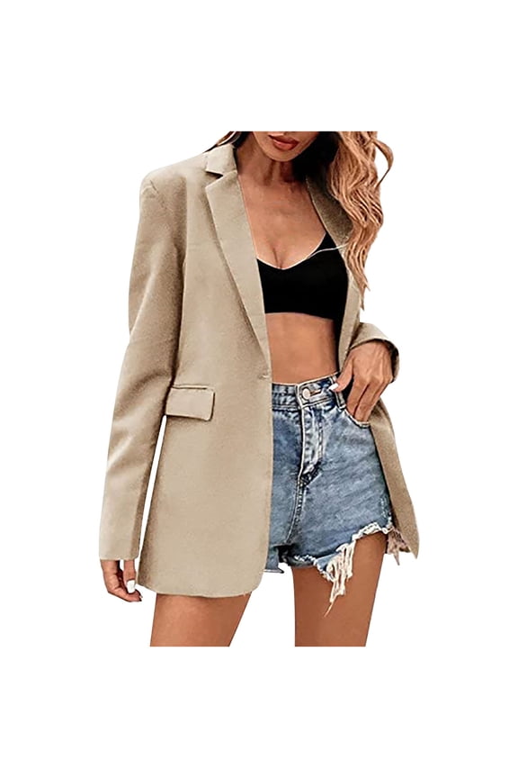 Ladies Blazers Clearance Blazer Jackets for Women Long Sleeve Single Breasted Solid Turn Down Collar Jacket Coats Outerwear formal Blazer
