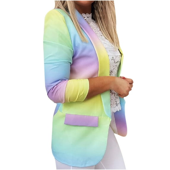 Uppada Ladies Blazers Clearance Women Classic Plaid Blazer Shirt Long Sleeve Button Down Up Blazer Jackets Coat Work Office Open Front Loose Fit Blouses