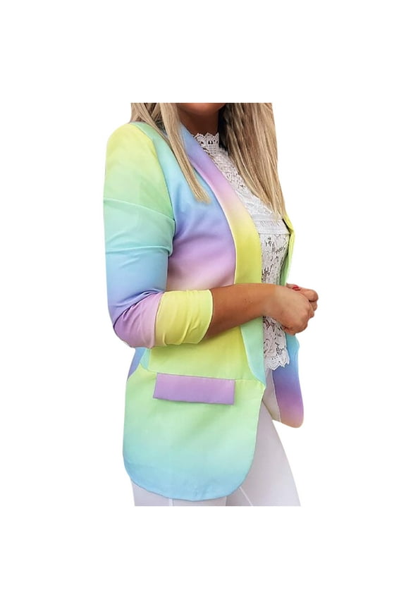 Ladies Blazers Clearance Women Classic Plaid Blazer Shirt Long Sleeve Button Down Up Blazer Jackets Coat Work Office Open Front Loose Fit Blouses