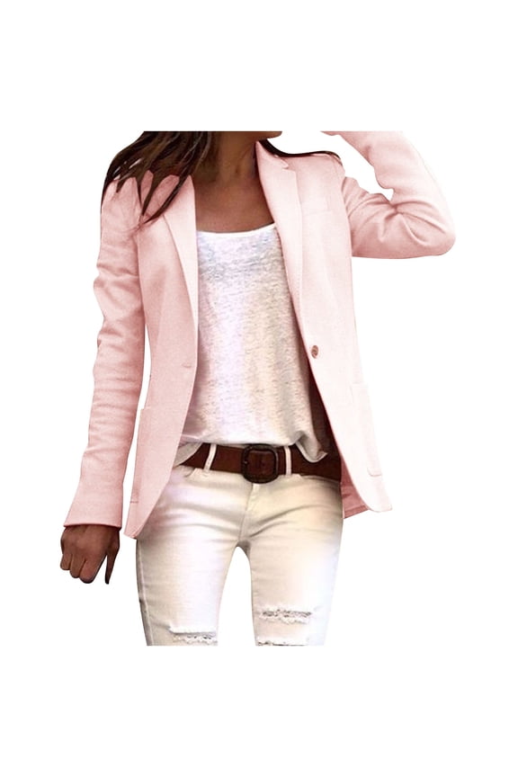 Ladies Blazers Clearance Womens Work Office Lapel Blazer Suit Casual Notched Long Sleeve Suit Coats Regular Fit Work Office Business Formal Suit Jackets