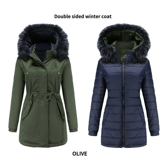 Uppada Winter Coats for Women Plus Size Hooded Parka Jackets Warm Sherpa Lined Coats Soft Fuzzy Overcoat Full Zipper Parka Jacket Thick Down Outerwear Loose Plush Woman Winter Jacket In Clearance