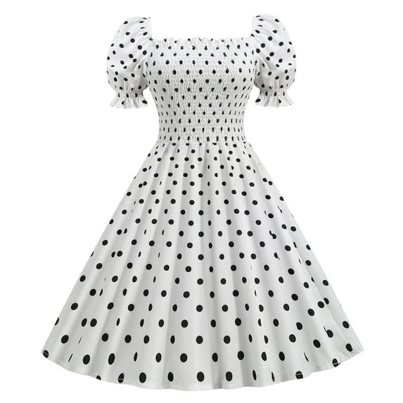 UPPADA Women's Classic Tea Dress Short Sleeve Swing Cocktail Party Dresses 1950s Retro Vintage Polka Dot 1950s Rockabilly Prom Midi Dress