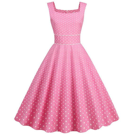 UPPADA Women's Classic Tea Dress Short Sleeve Swing Cocktail Party Dresses 1950s Retro Vintage Polka Dot 1950s Rockabilly Prom Midi Dress