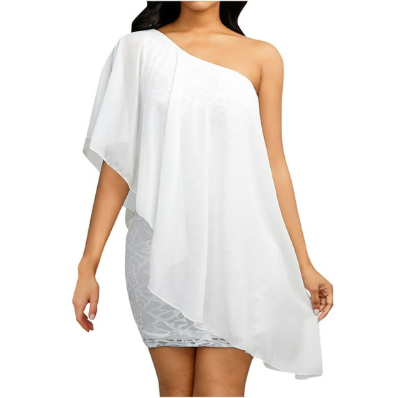 UPPADA Women's Sleeveless Party Club Dress One Shoulder Solid Color Dress Batwing Sleeve Cocktail Mini Short Dress 2 Piece Hight Waist Bodycon Dress