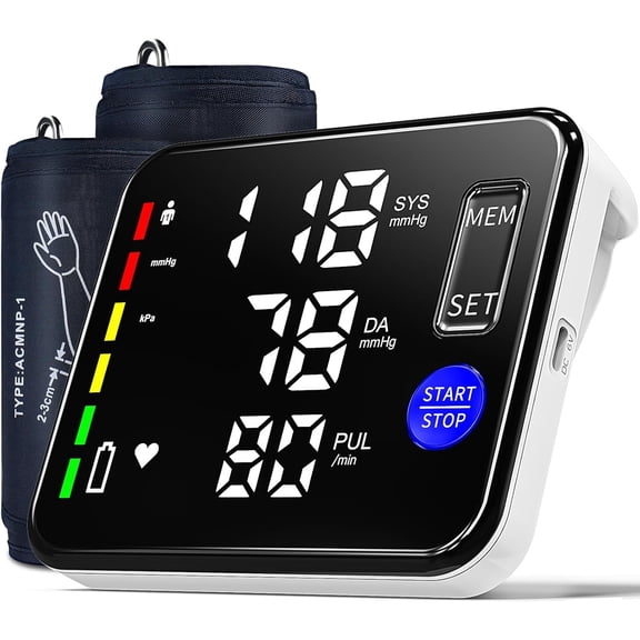 Upper Arm Blood Pressure Monitor - Large LCD, Rechargeable, 2x120 Memory, Voice Alert, Adjustable Cuff (9"-21.7"), Home BP Machine for Accurate Readings