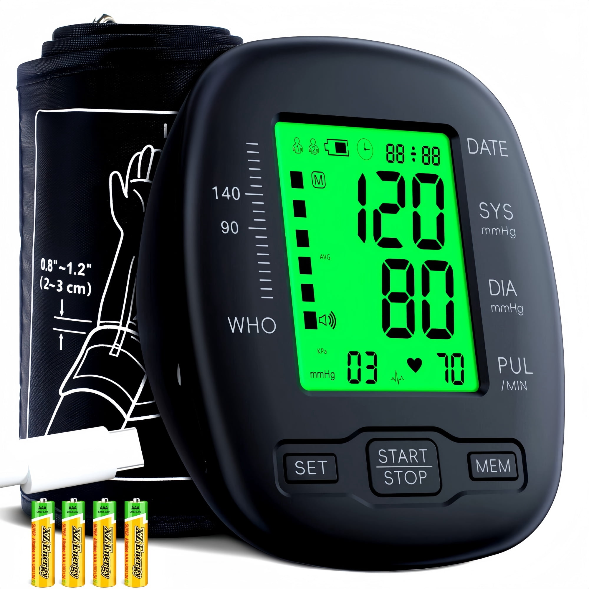 Rechargeable Wrist Blood Pressure Monitor – Fully Automatic Home BP Monitor with Tri-Color Backlight, Two User Mode, Voice Guidance & 120-Reading Memory