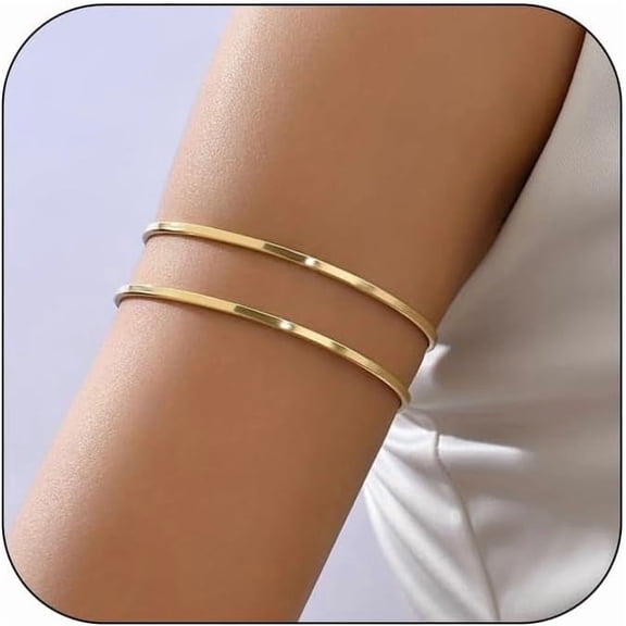 Upper Arm Cuff for Women Minimalist Adjustable Arm Band Gold Silver Arm Cuff Multi-Layer Arm Bracelet Upper Arm Jewelry