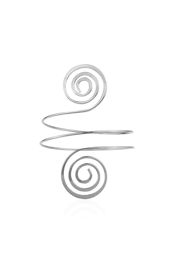Upper Arm Metal Coil Shape Armband Cuff Fashion Simple Arm Bangle Armlet Adjustable for Women Girl