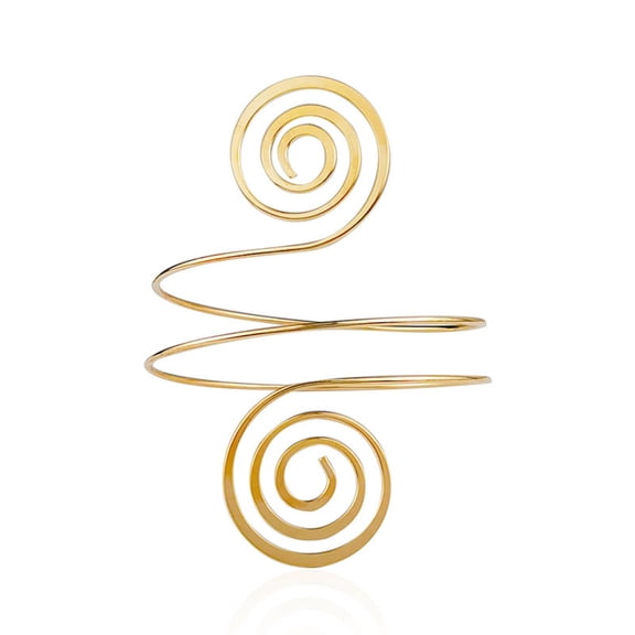 Upper Arm Metal Coil Shape Armband Cuff Fashion Simple Arm Bangle Armlet Adjustable for Women Girl