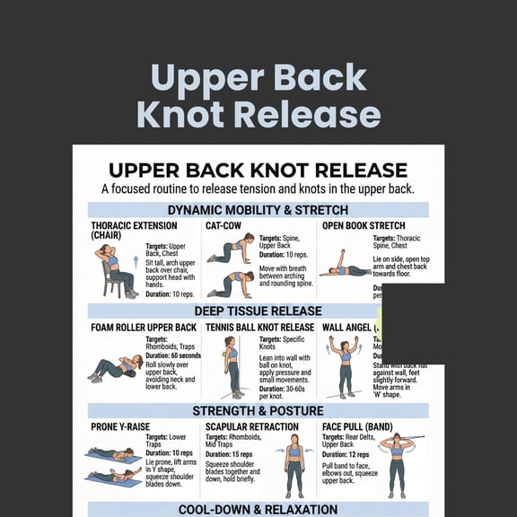 Upper Back Stretching Exercise Poster, Stretching Exercise Poster, Shoulder Pain Relief, Flexibility Exercise Poster