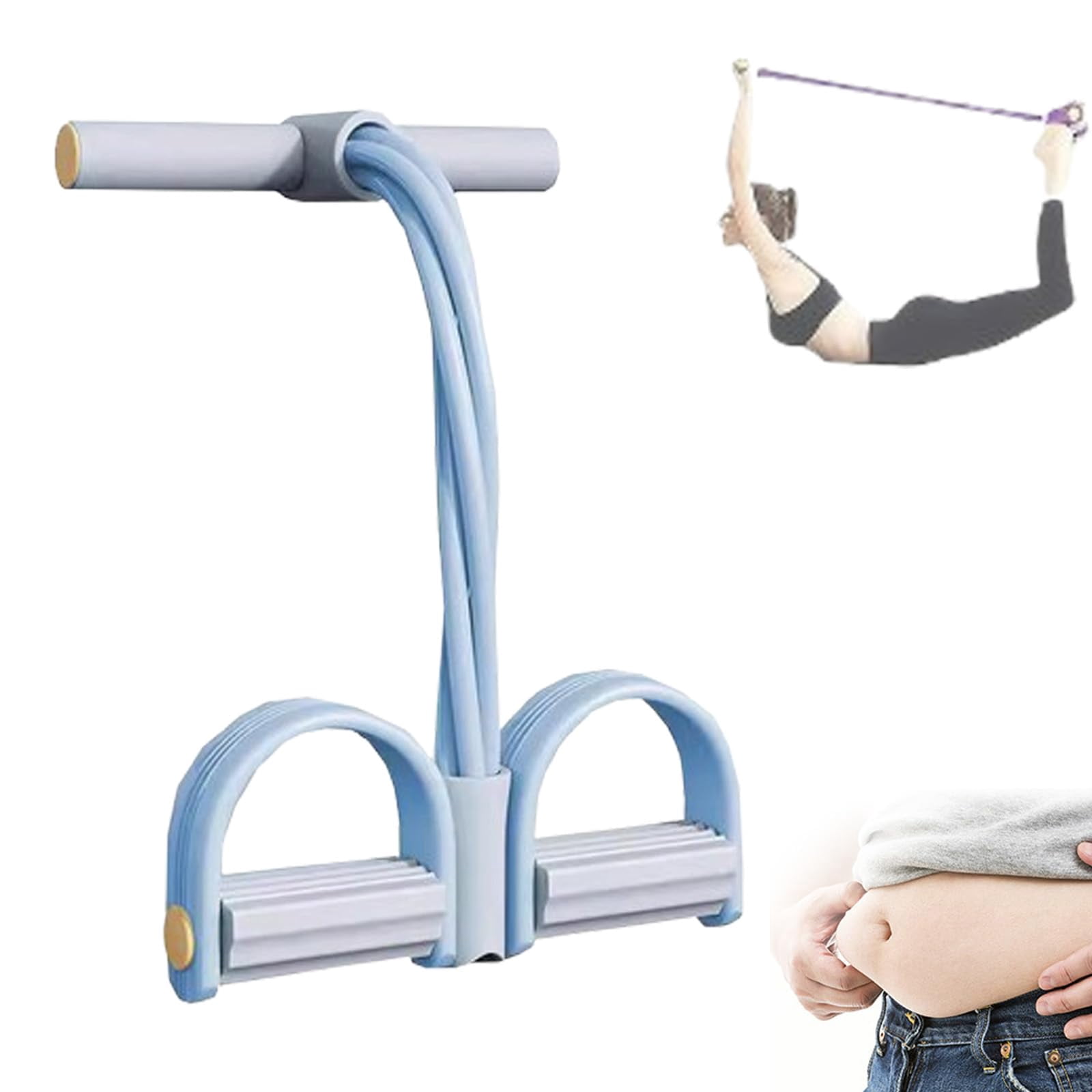 Upper Belly Resistance Band, Foot Pedal Resistance Band, 6-Tube Elastic Yoga Pedal Puller, Multi-Function Yoga Elastic Pull Rope for Abdominal, Waist & Leg Slimming