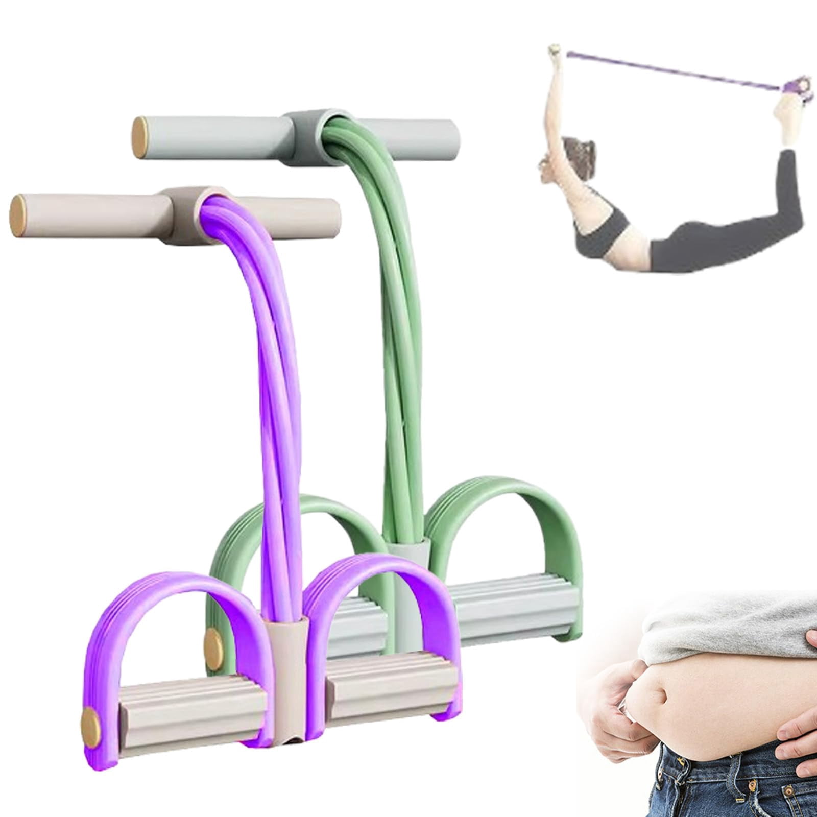 Upper Belly Resistance Band, Foot Pedal Resistance Band, 6-Tube Elastic Yoga Pedal Puller, Multi-Function Yoga Elastic Pull Rope for Abdominal, Waist & Leg Slimming