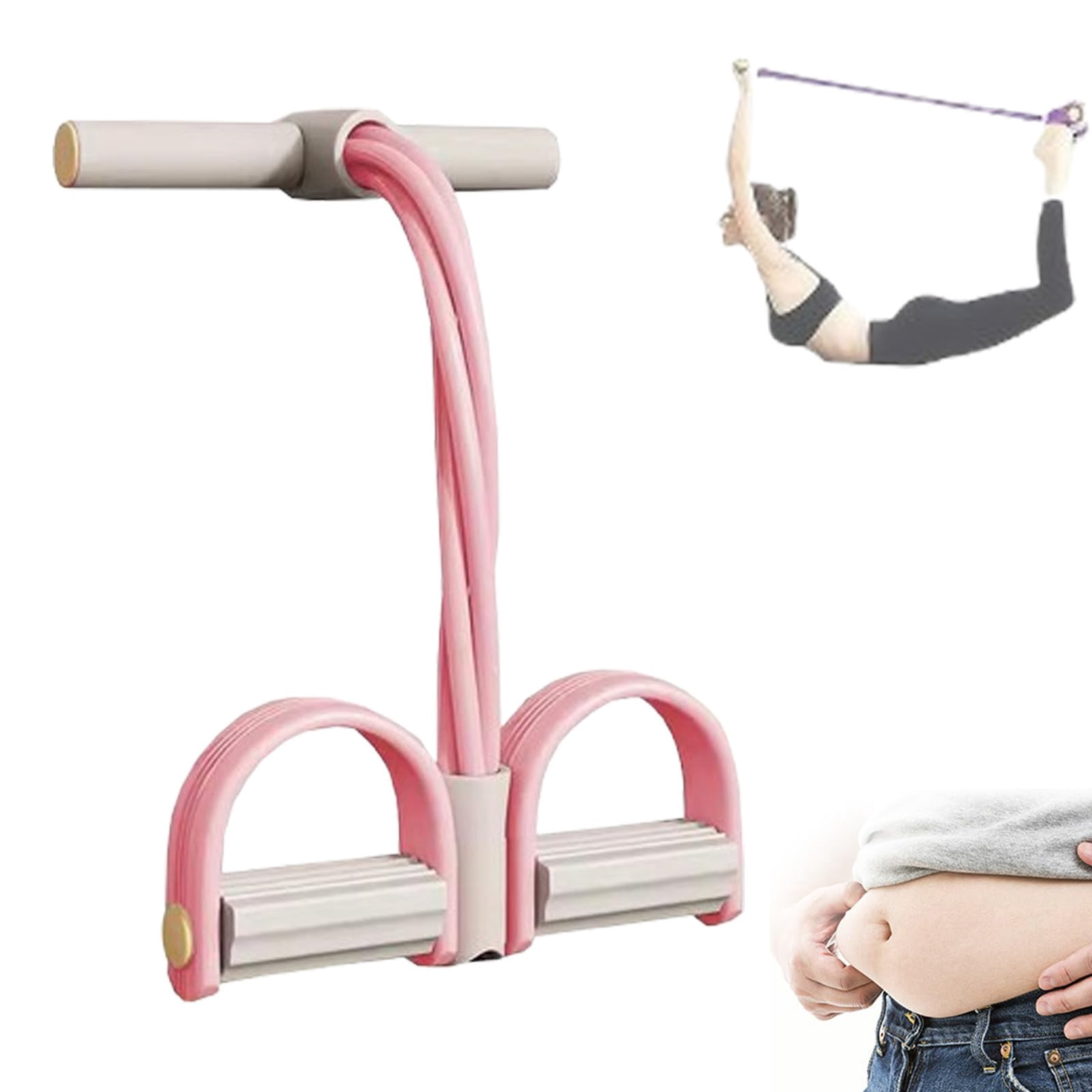Upper Belly Resistance Band, Foot Pedal Resistance Band, 6-Tube Elastic Yoga Pedal Puller, Multi-Function Yoga Elastic Pull Rope for Abdominal, Waist & Leg Slimming