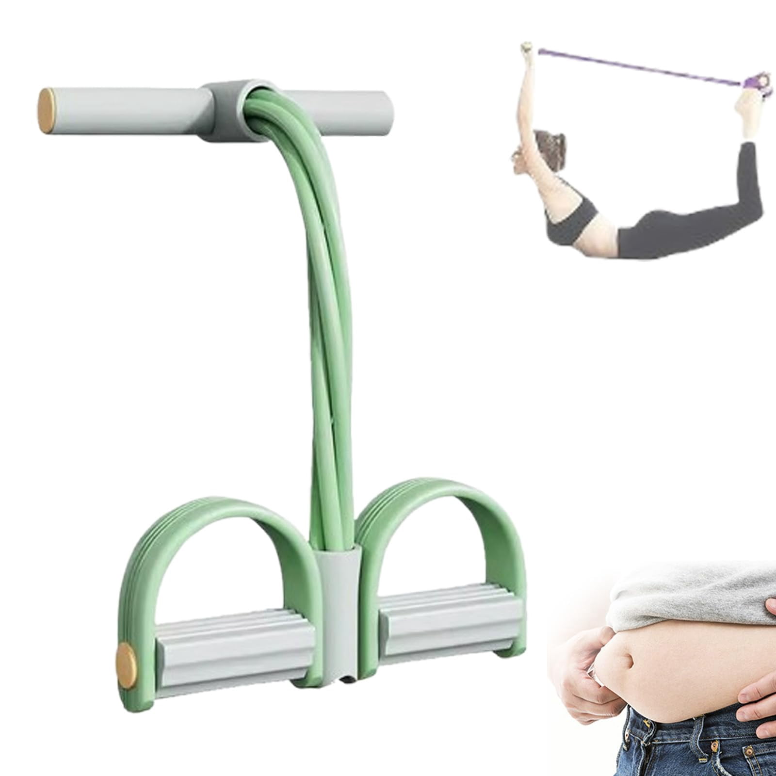 Upper Belly Resistance Band, Foot Pedal Resistance Band, 6-Tube Elastic Yoga Pedal Puller, Multi-Function Yoga Elastic Pull Rope for Abdominal, Waist & Leg Slimming