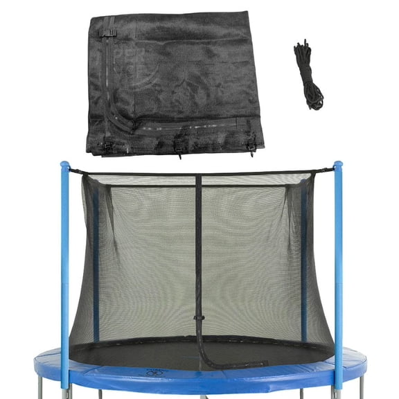 Machrus Upper Bounce Trampoline Safety Enclosure Net, Fits 14 FT Round Frame, Using 4 Poles (or 2 Arches) - Adjustable Straps - Net Only