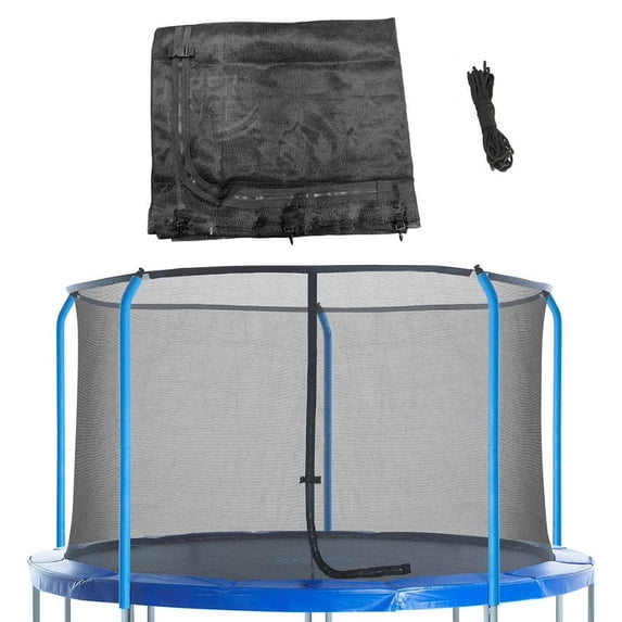 Machrus Upper Bounce Trampoline Replacement Net, For 15' Round Frames, Using 5 Curved Poles for Top and Bottom Ring Enclosure System - Net Only