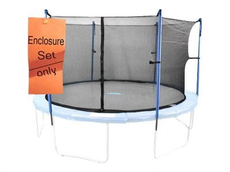 Machrus 14 ft Blue and Black Trampoline Safety Enclosure Set with Net and Poles