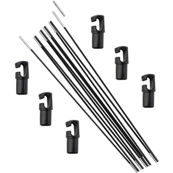 Machrus Upper Bounce Universal Trampoline Fiber Glass Rods To Replace Top Ring Of Net Enclosure For 15' Frame - 8 Pole Caps Included
