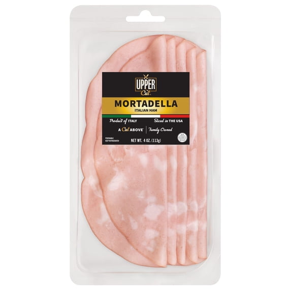 Upper Cut Sliced Mortadella Ham, 4oz Tray, 9g Protein per Serving, Ready to Eat Charcuterie Meat (Deli), Refrigerated
