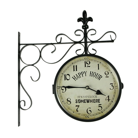 Upper Deck Metal Decorative Vintage Happy Hour Double Sided Wall Clock Rustic Home Decor