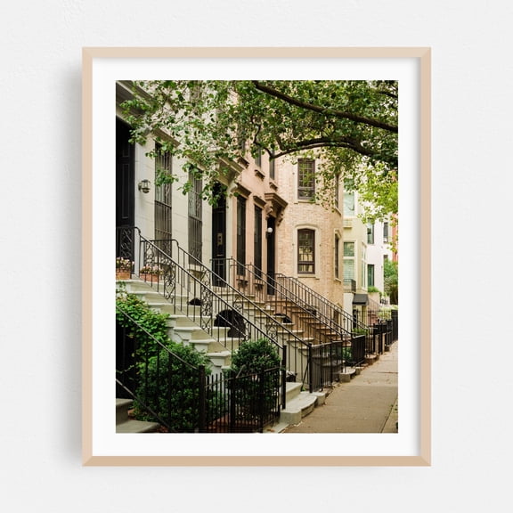 Upper East Side Brownstones 03 - Manhattan New York Photography Oak Framed Wall Art Print 30 x 40 inches