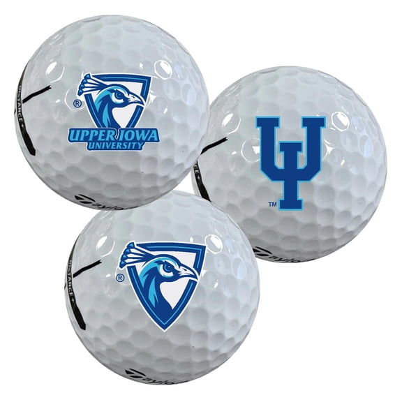 Upper Iowa University Peacocks Logo Edition Officially Licensed NCAA Taylormade Distance+ Golf Balls 12-Pack (Dozen)